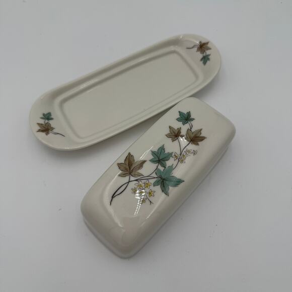 Vintage Butter Dish Woodbine by Syracuse Carefree Fine China 1960's 1/4 lb - Picture 4 of 10